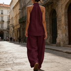 Almudena | Conjunto de dos piezas con textura de lino