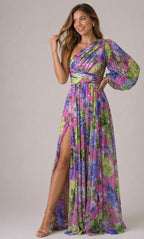 Mabel | Vestido maxi drama floral con mangas largas