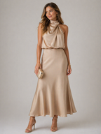 Quentin | Vestido drapeado cuello alto
