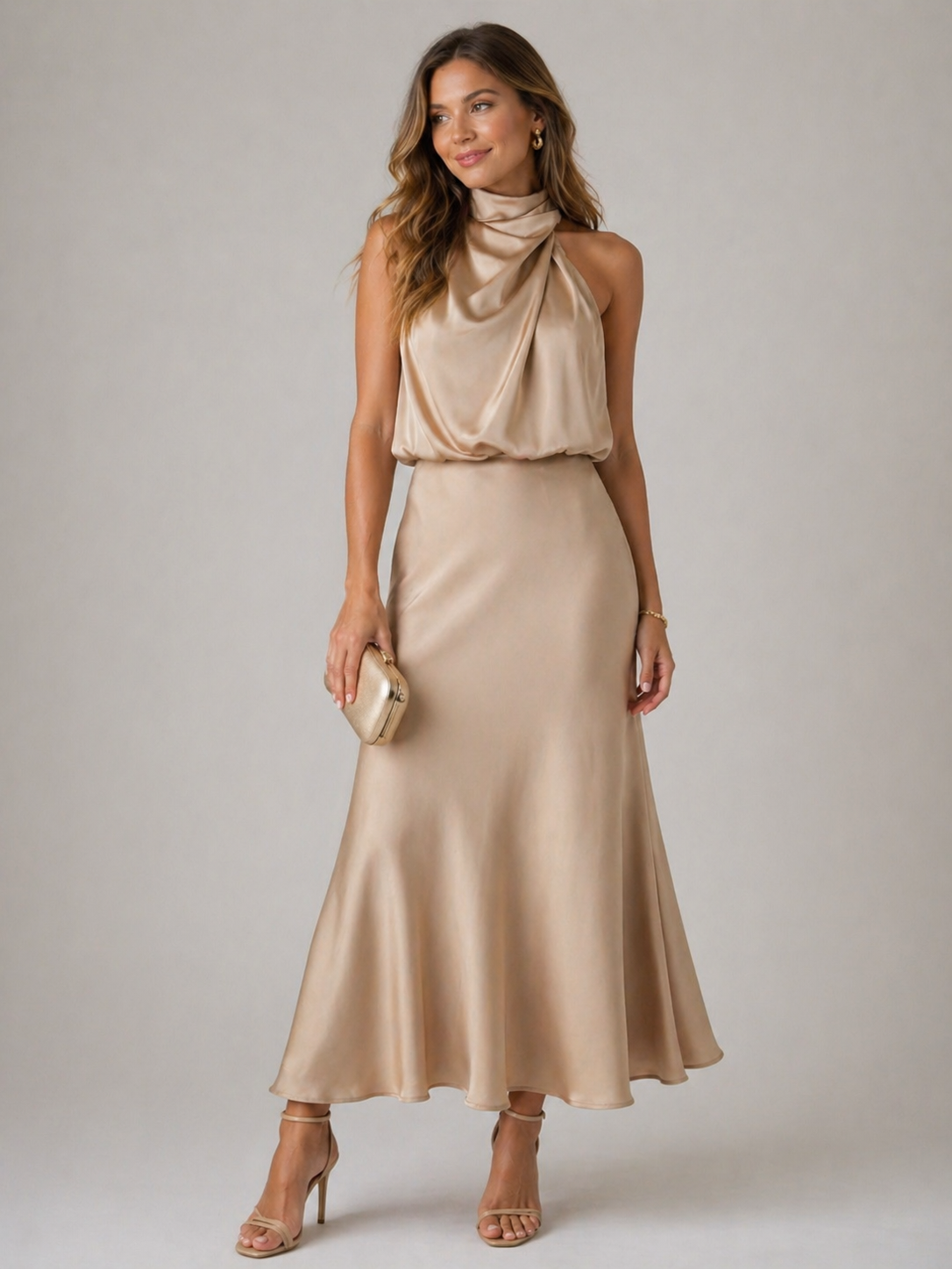 Quentin | Vestido drapeado cuello alto