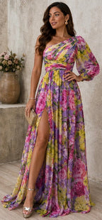 Mabel | Vestido maxi drama floral con mangas largas