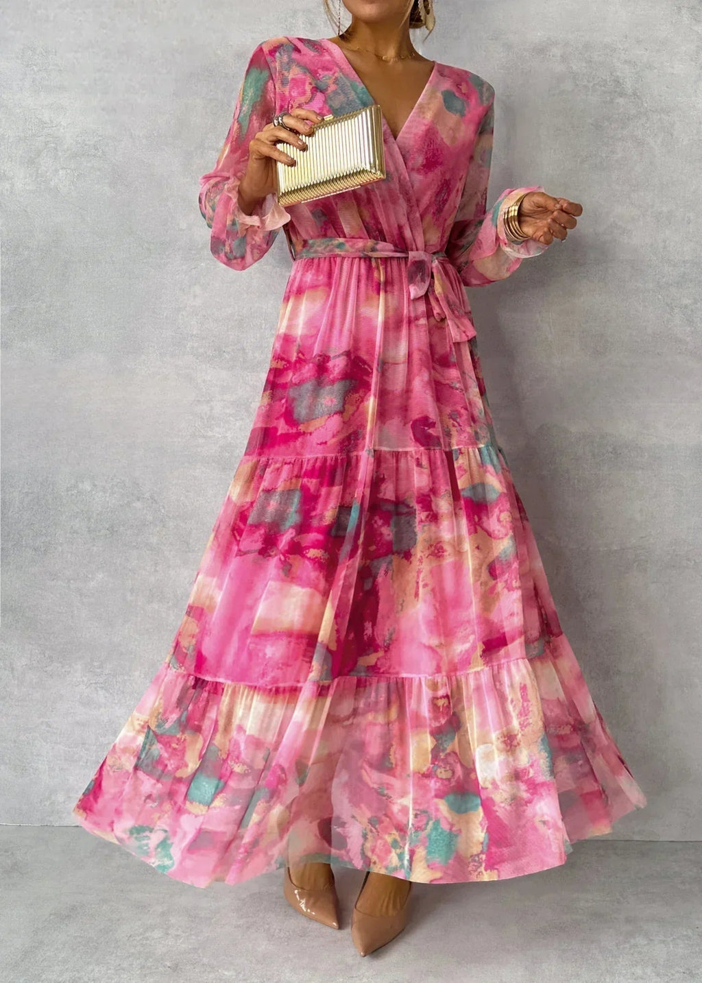 Meli | Vestido cruzado floral manga larga