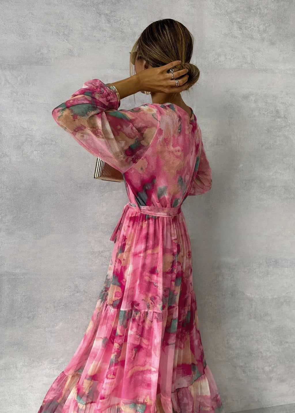 Meli | Vestido cruzado floral manga larga