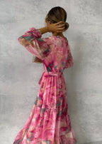 Meli | Vestido cruzado floral manga larga