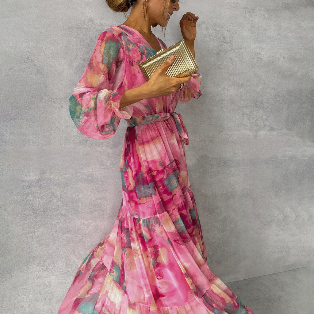 Meli | Vestido cruzado floral manga larga
