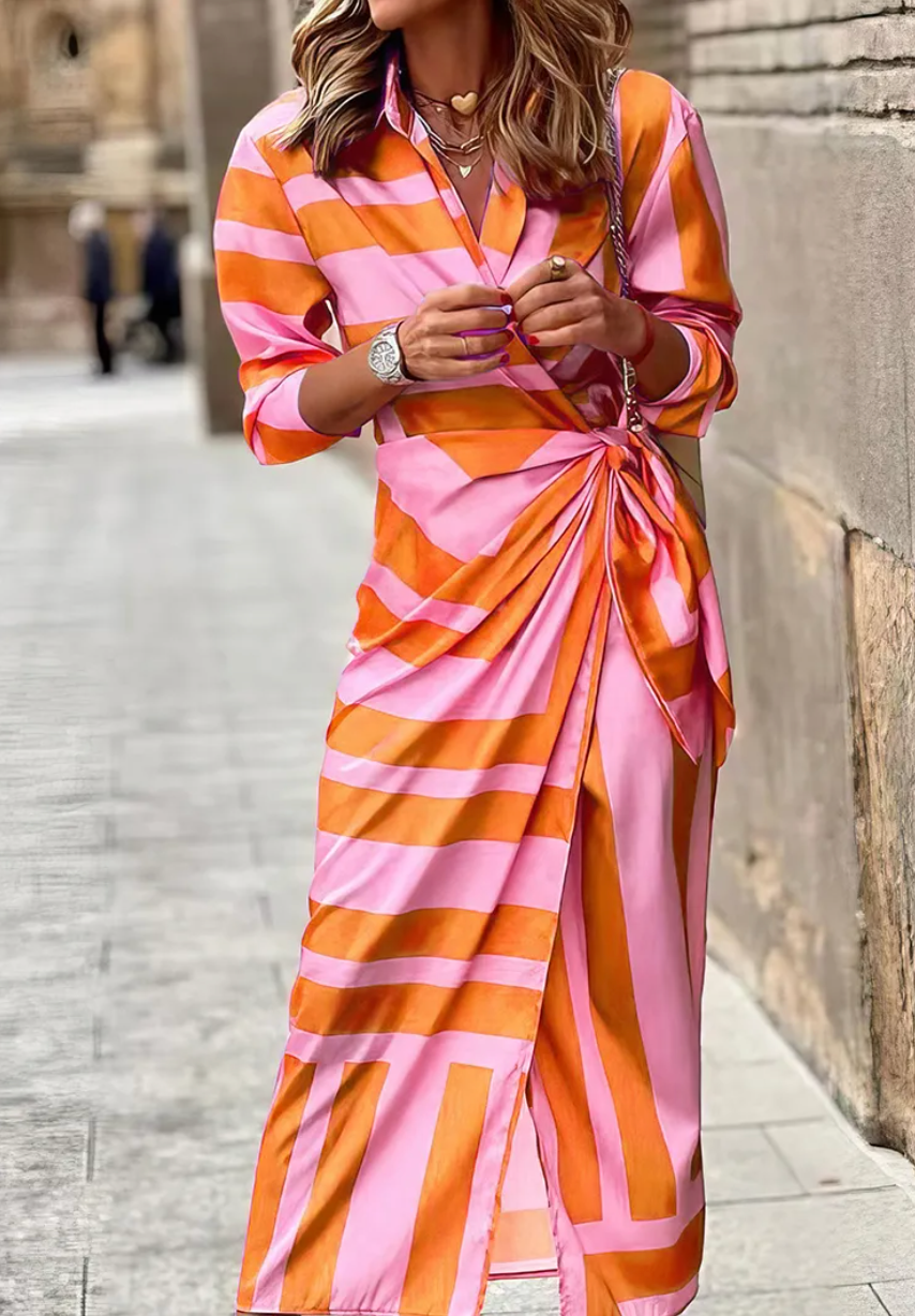 Nia | Vestido cruzado floral manga larga