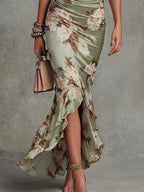Ana | Vestido largo asimétrico con estampado floral