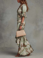 Ana | Vestido largo asimétrico con estampado floral