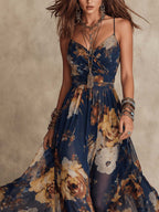 Dulce | vestido largo floral con tirantes